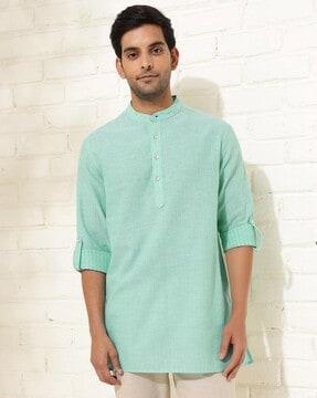 striped regular fit short kurta