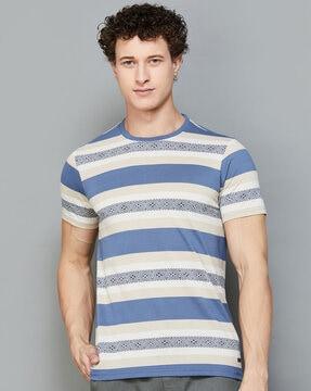 striped regular fit t-shirt with round neck