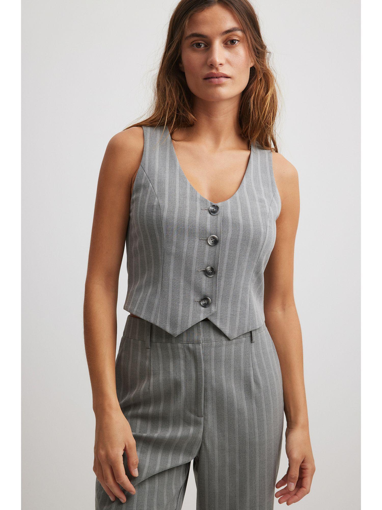 striped regular vest grey stripe