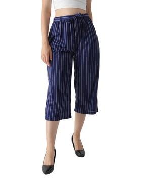 striped relaxed culottes