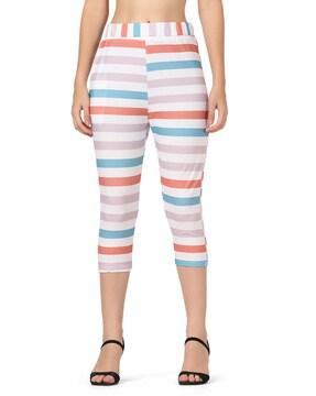 striped relaxed fit capris