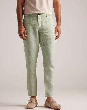 striped relaxed fit flat-front chinos