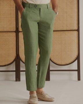 striped relaxed fit flat-front chinos