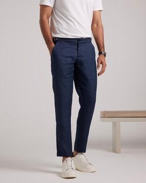 striped relaxed fit flat-front chinos