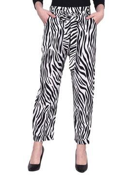 striped relaxed fit flat-front pants