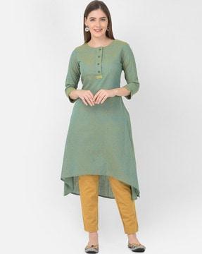 striped round-neck a-line kurta