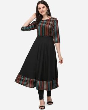 striped round-neck anarkali kurti