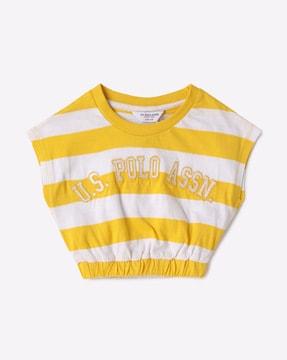 striped round-neck cotton t-shirt