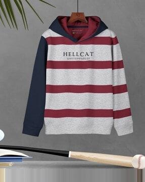 striped round-neck hoodie