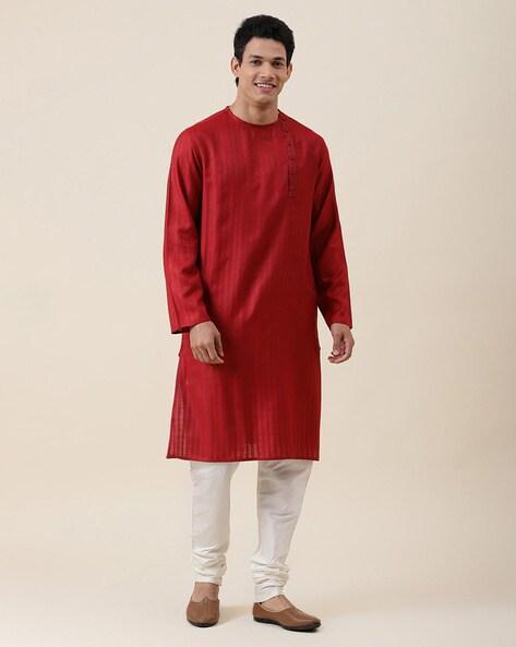 striped round-neck long kurta