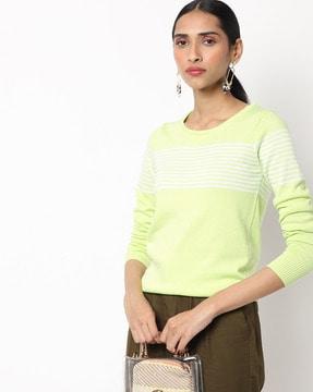 striped round-neck pullover