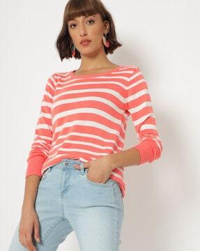 striped round-neck pullover