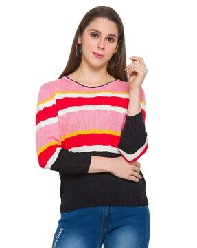 striped round-neck pullover