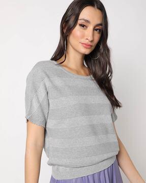 striped round-neck pullover