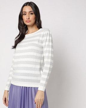 striped round-neck pullover