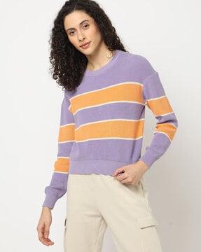 striped round-neck pullover