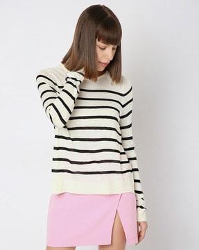 striped round-neck pullover