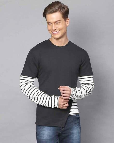 striped round-neck sweatshirt