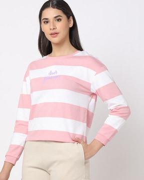 striped round-neck sweatshirt