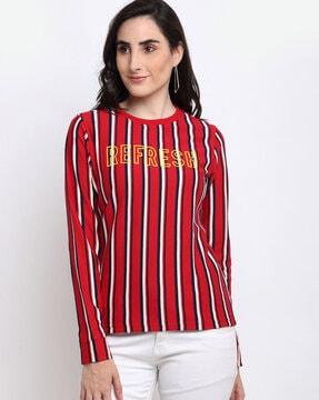 striped round-neck sweatshirt