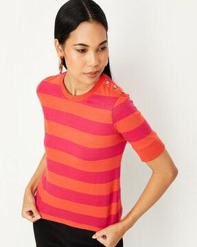 striped round neck t-shirt