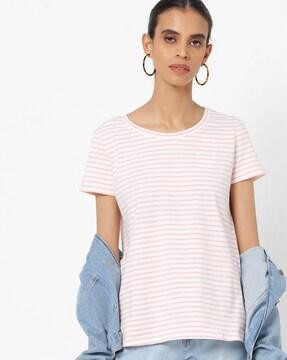 striped round-neck top