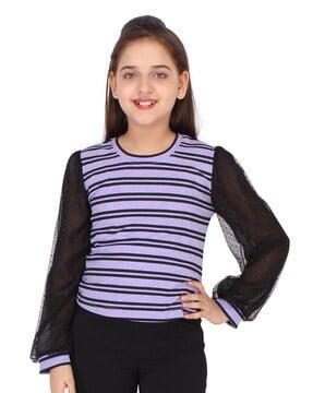 striped round-neck top