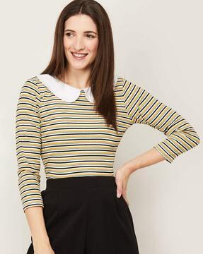 striped round-neck top