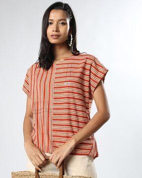 striped round-neck top