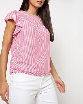 striped round-neck top