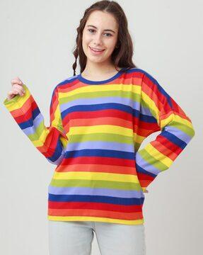 striped round-neck top