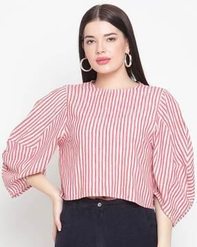 striped round-neck top