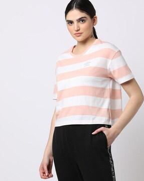 striped round-neck top