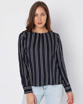 striped round-neck top