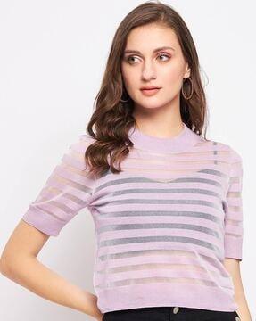 striped round-neck top