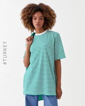 striped round-neck top