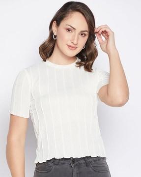 striped round-neck top