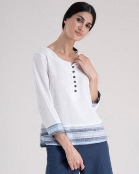 striped round-neck top