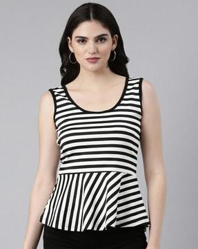 striped round-neck top