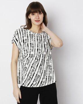 striped round-neck top