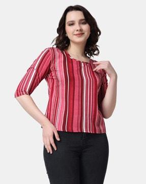 striped round-neck top