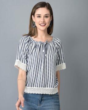 striped round-neck top