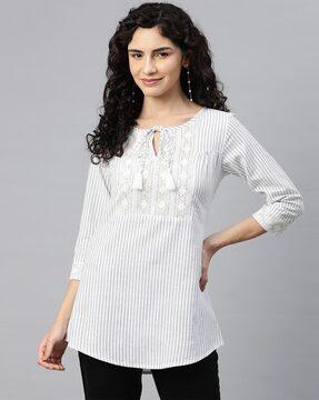 striped round-neck top