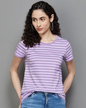 striped round-neck top