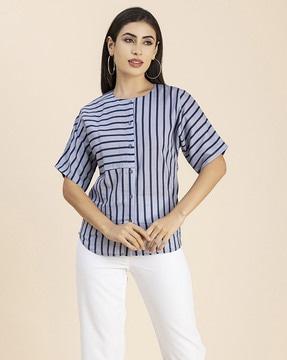 striped round-neck top