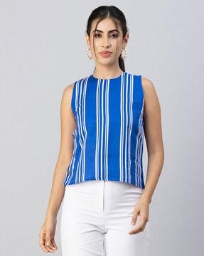 striped round-neck top