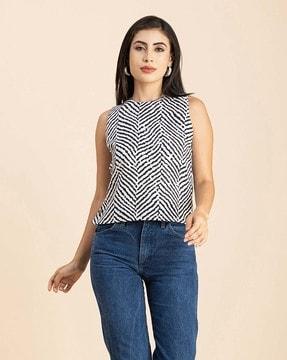 striped round-neck top