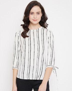 striped round-neck top