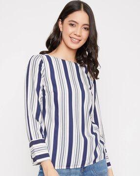 striped round-neck top