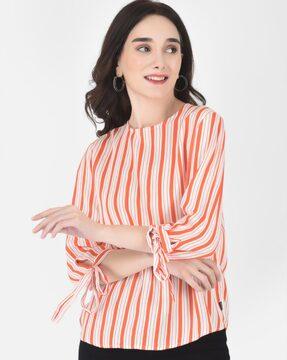 striped round-neck top